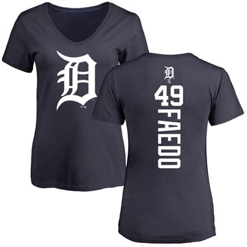 Women's Detroit Tigers Alex Faedo ＃49 Backer Slim Fit T-Shirt - Navy