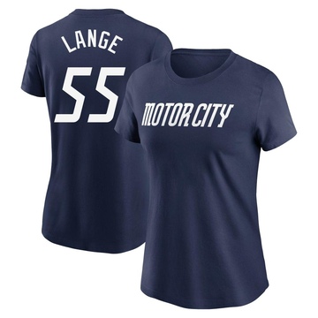 Women's Detroit Tigers Alex Lange ＃55 2024 City Connect Fuse Name & Number T-Shirt - Navy