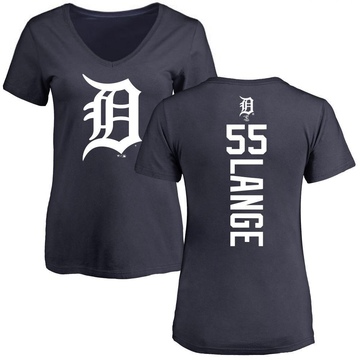 Women's Detroit Tigers Alex Lange ＃55 Backer Slim Fit T-Shirt - Navy