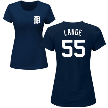 Women's Detroit Tigers Alex Lange ＃55 Roster Name & Number T-Shirt - Navy