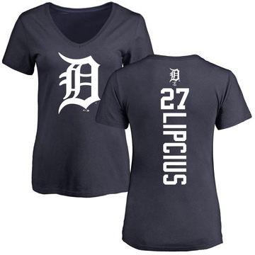 Women's Detroit Tigers Andre Lipcius ＃27 Backer Slim Fit T-Shirt - Navy