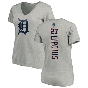 Women's Detroit Tigers Andre Lipcius ＃27 Backer Slim Fit T-Shirt Ash