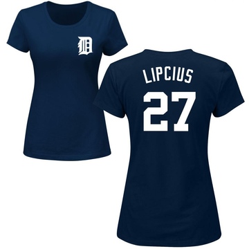 Women's Detroit Tigers Andre Lipcius ＃27 Roster Name & Number T-Shirt - Navy