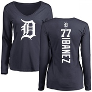 Women's Detroit Tigers Andy Ibanez ＃77 Backer Slim Fit Long Sleeve T-Shirt - Navy