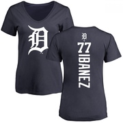 Women's Detroit Tigers Andy Ibanez ＃77 Backer Slim Fit T-Shirt - Navy