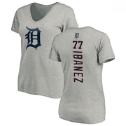 Women's Detroit Tigers Andy Ibanez ＃77 Backer Slim Fit T-Shirt Ash