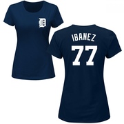 Women's Detroit Tigers Andy Ibanez ＃77 Roster Name & Number T-Shirt - Navy