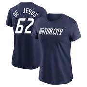 Women's Detroit Tigers Angel De Jesus ＃62 2024 City Connect Fuse Name & Number T-Shirt - Navy