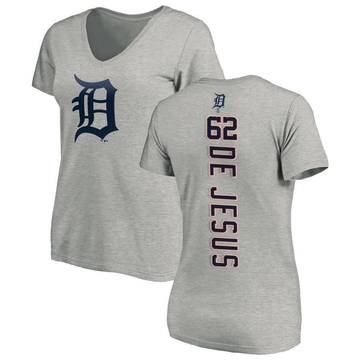 Women's Detroit Tigers Angel De Jesus ＃62 Backer Slim Fit T-Shirt Ash