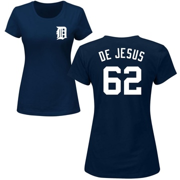 Women's Detroit Tigers Angel De Jesus ＃62 Roster Name & Number T-Shirt - Navy