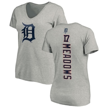 Women's Detroit Tigers Austin Meadows ＃17 Backer Slim Fit T-Shirt Ash