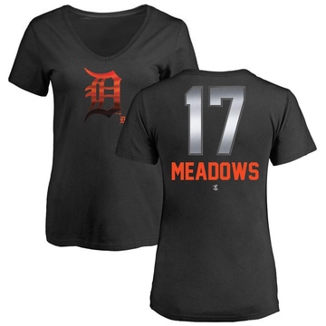 Women's Detroit Tigers Austin Meadows ＃17 Midnight Mascot V-Neck T-Shirt - Black