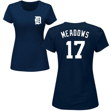 Women's Detroit Tigers Austin Meadows ＃17 Roster Name & Number T-Shirt - Navy