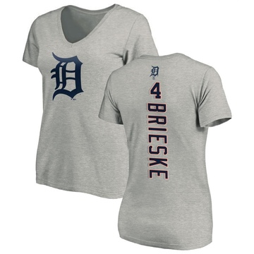 Women's Detroit Tigers Beau Brieske ＃4 Backer Slim Fit T-Shirt Ash