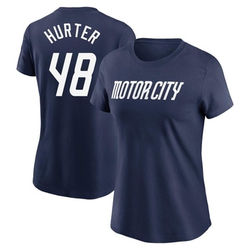 Women's Detroit Tigers Brant Hurter ＃48 2024 City Connect Fuse Name & Number T-Shirt - Navy