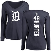 Women's Detroit Tigers Brant Hurter ＃48 Backer Slim Fit Long Sleeve T-Shirt - Navy