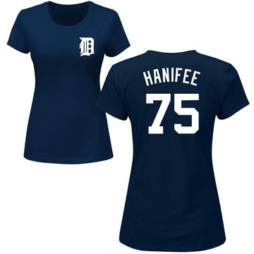 Women's Detroit Tigers Brenan Hanifee ＃75 Roster Name & Number T-Shirt - Navy