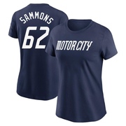 Women's Detroit Tigers Bryan Sammons ＃62 2024 City Connect Fuse Name & Number T-Shirt - Navy