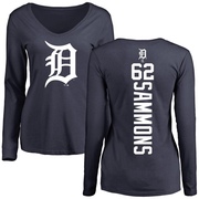 Women's Detroit Tigers Bryan Sammons ＃62 Backer Slim Fit Long Sleeve T-Shirt - Navy