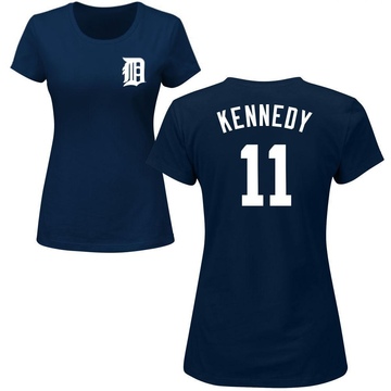 Women's Detroit Tigers Buddy Kennedy ＃11 Roster Name & Number T-Shirt - Navy