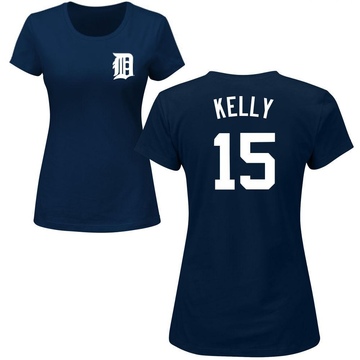 Women's Detroit Tigers Carson Kelly ＃15 Roster Name & Number T-Shirt - Navy