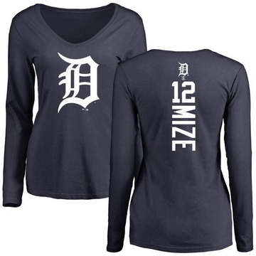 Women's Detroit Tigers Casey Mize ＃12 Backer Slim Fit Long Sleeve T-Shirt - Navy