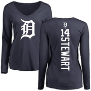 Women's Detroit Tigers Christin Stewart ＃14 Backer Slim Fit Long Sleeve T-Shirt - Navy