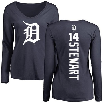 Women's Detroit Tigers Christin Stewart ＃14 Backer Slim Fit Long Sleeve T-Shirt - Navy