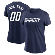 Women's Detroit Tigers Custom ＃00 2024 City Connect Fuse Name & Number T-Shirt - Navy