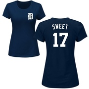 Women's Detroit Tigers Devin Sweet ＃17 Roster Name & Number T-Shirt - Navy