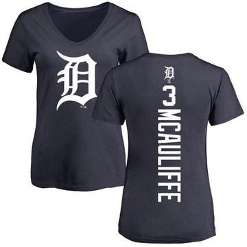 Women's Detroit Tigers Dick Mcauliffe ＃3 Backer Slim Fit T-Shirt - Navy