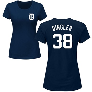 Women's Detroit Tigers Dillon Dingler ＃38 Roster Name & Number T-Shirt - Navy