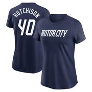 Women's Detroit Tigers Drew Hutchison ＃40 2024 City Connect Fuse Name & Number T-Shirt - Navy