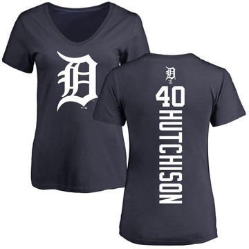 Women's Detroit Tigers Drew Hutchison ＃40 Backer Slim Fit T-Shirt - Navy