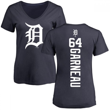 Women's Detroit Tigers Dustin Garneau ＃64 Backer Slim Fit T-Shirt - Navy