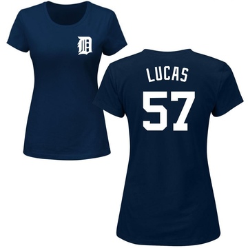 Women's Detroit Tigers Easton Lucas ＃57 Roster Name & Number T-Shirt - Navy