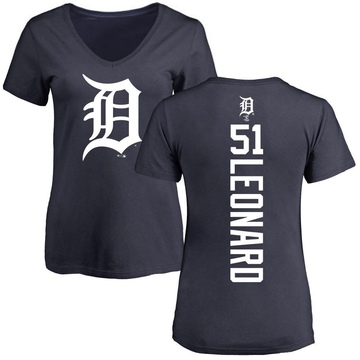 Women's Detroit Tigers Eddys Leonard ＃51 Backer Slim Fit T-Shirt - Navy