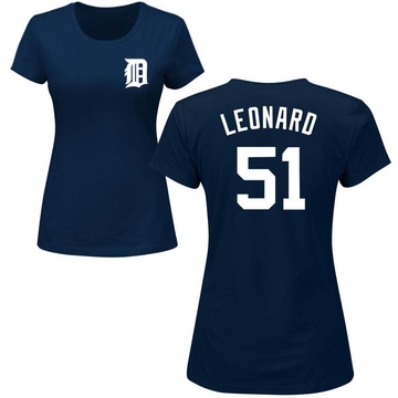 Women's Detroit Tigers Eddys Leonard ＃51 Roster Name & Number T-Shirt - Navy