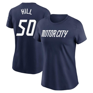 Women's Detroit Tigers Garrett Hill ＃50 2024 City Connect Fuse Name & Number T-Shirt - Navy