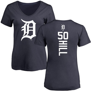 Women's Detroit Tigers Garrett Hill ＃50 Backer Slim Fit T-Shirt - Navy