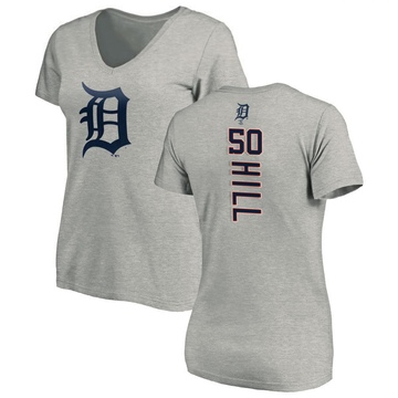 Women's Detroit Tigers Garrett Hill ＃50 Backer Slim Fit T-Shirt Ash