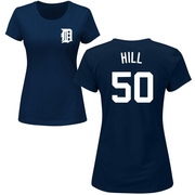 Women's Detroit Tigers Garrett Hill ＃50 Roster Name & Number T-Shirt - Navy