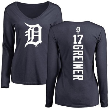 Women's Detroit Tigers Grayson Greiner ＃17 Backer Slim Fit Long Sleeve T-Shirt - Navy