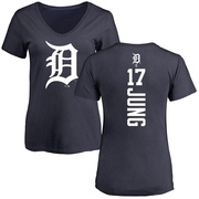 Women's Detroit Tigers Jace Jung ＃17 Backer Slim Fit T-Shirt - Navy