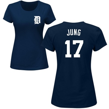 Women's Detroit Tigers Jace Jung ＃17 Roster Name & Number T-Shirt - Navy