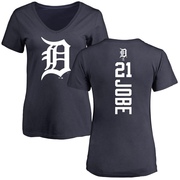 Women's Detroit Tigers Jackson Jobe ＃21 Backer Slim Fit T-Shirt - Navy