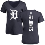 Women's Detroit Tigers JaCoby Jones ＃21 Backer Slim Fit T-Shirt - Navy