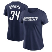 Women's Detroit Tigers Jake Rogers ＃34 2024 City Connect Fuse Name & Number T-Shirt - Navy