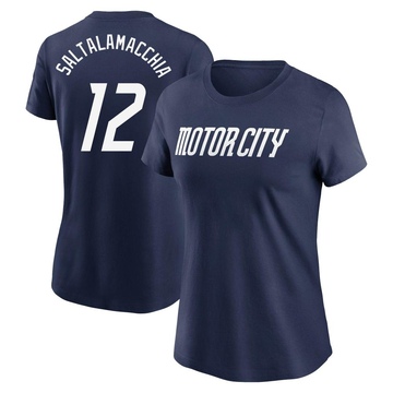 Women's Detroit Tigers Jarrod Saltalamacchia ＃12 2024 City Connect Fuse Name & Number T-Shirt - Navy