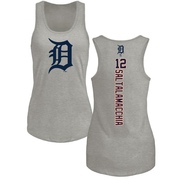 Women's Detroit Tigers Jarrod Saltalamacchia ＃12 Backer Tank Top Ash